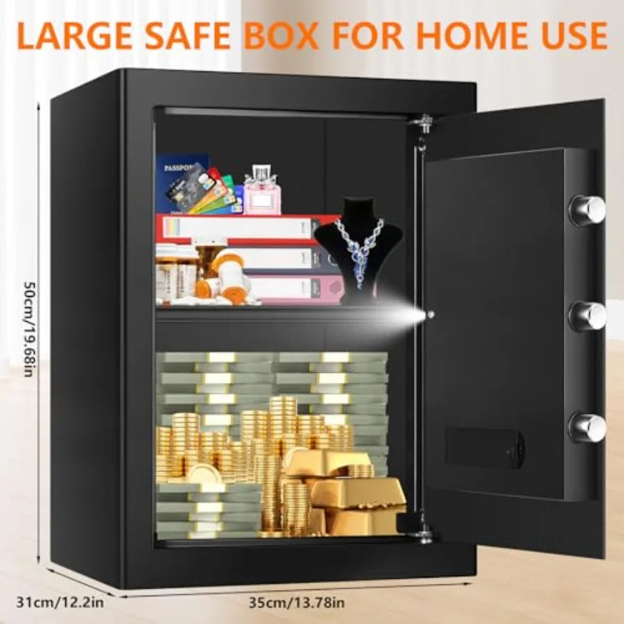 Large Keypad Home Safe and Fireproof Security Box