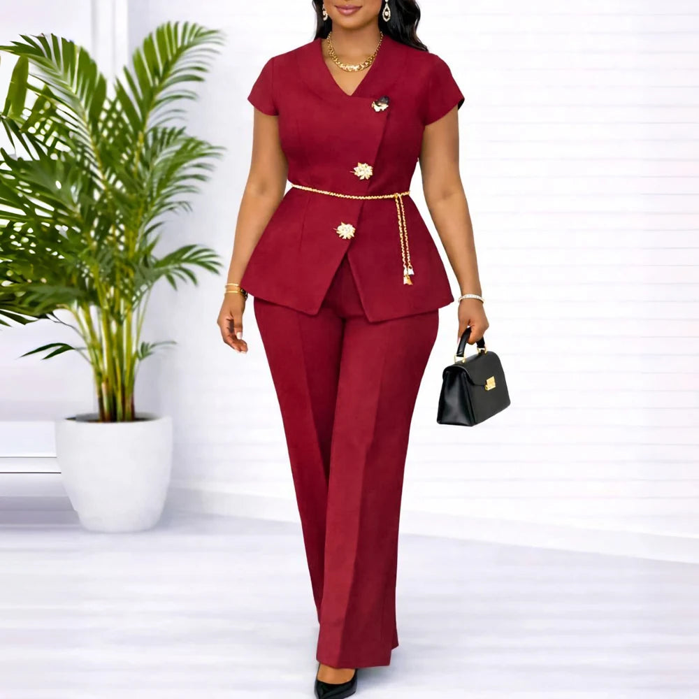 Women's Elegant Wide Leg Pant Suit
