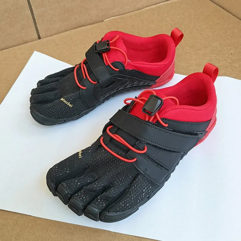 Unisex Cotton Five-Finger Athletic Shoes Hook & Loop Patchwork Sneakers