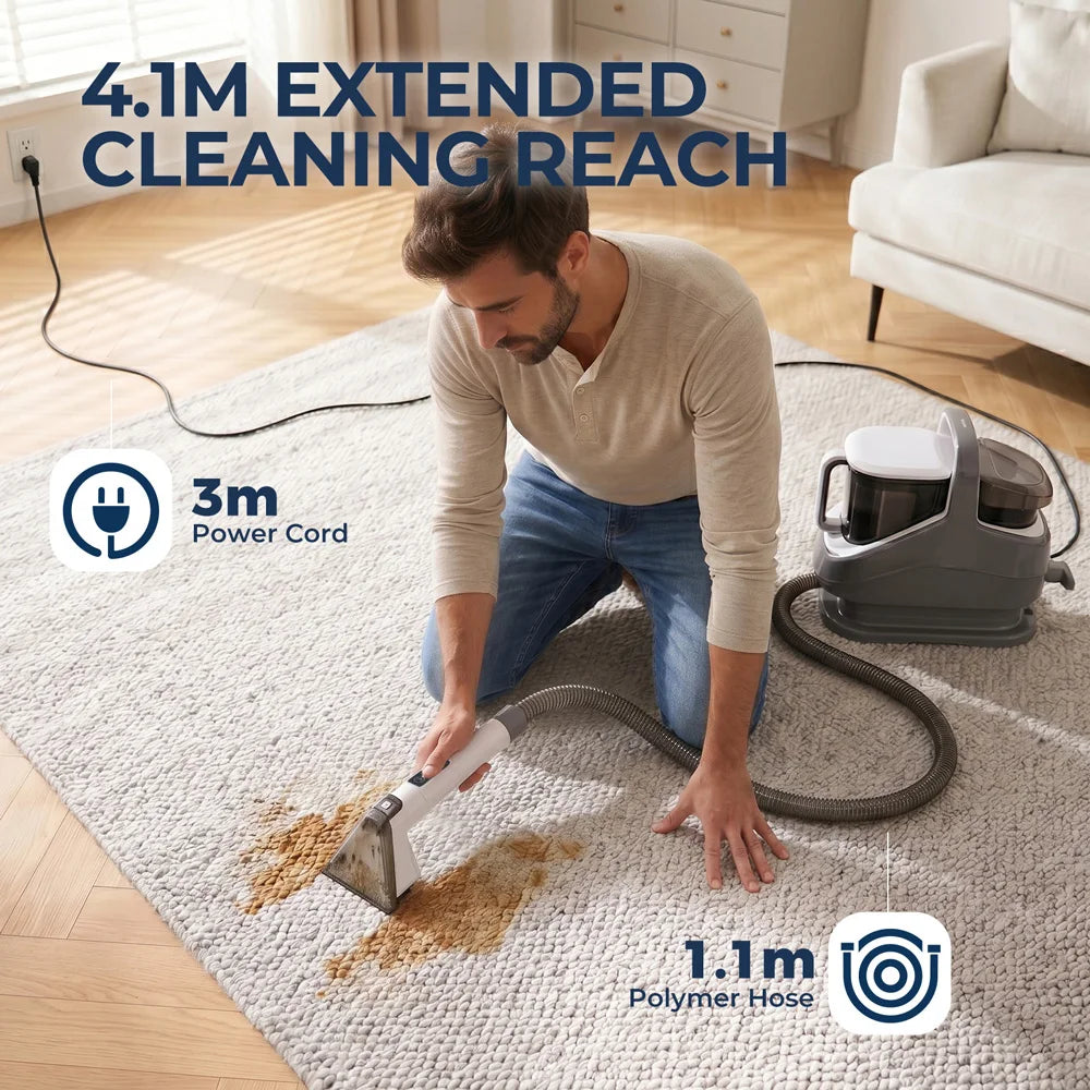 Portable Carpet and Upholstery Steam Cleaner with High-Temperature Suction 1300W