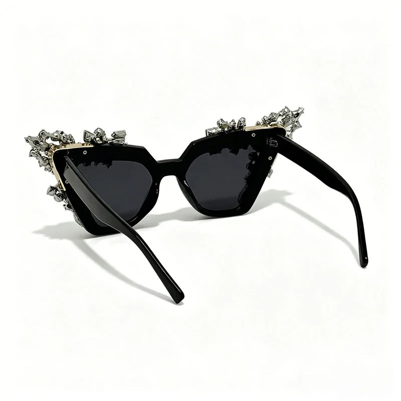 Women's Oversized Cat Eye Crystal Sunglasses UV400