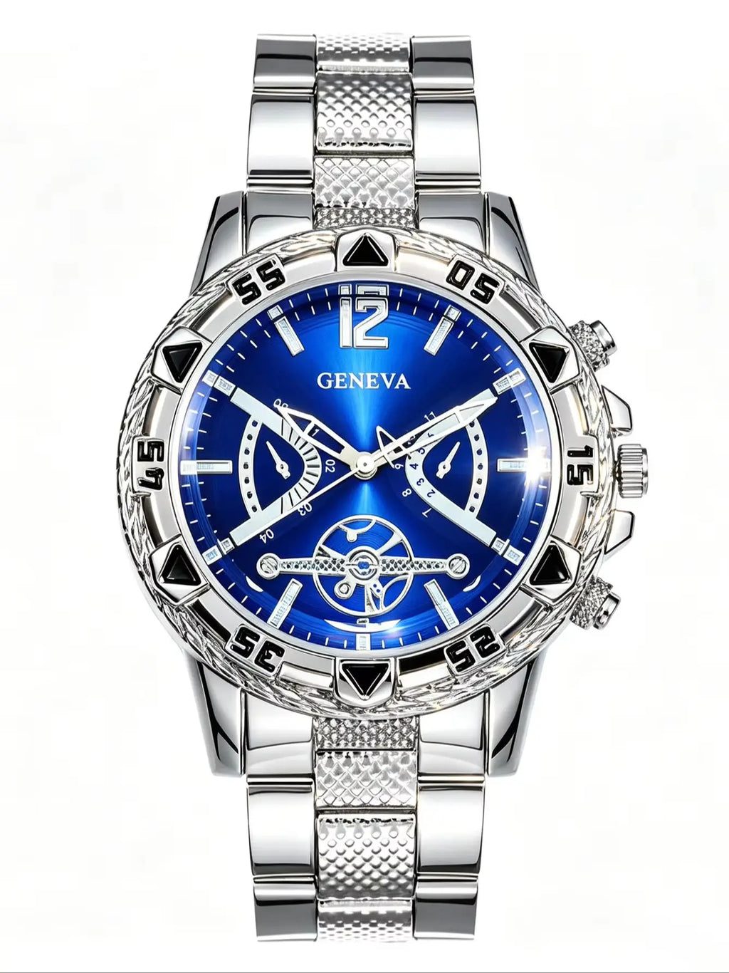 Men's Quartz Watch with 5-Piece Chain Accessories Set Star Pattern