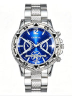 Men's Quartz Watch with 5-Piece Chain Accessories Set Star Pattern