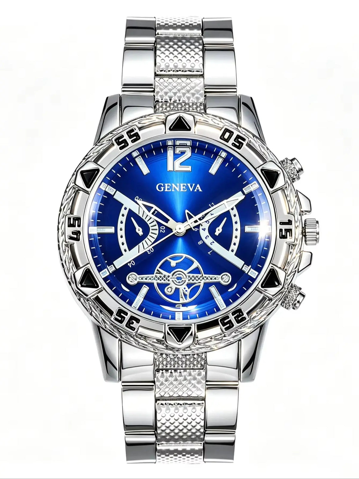 Men's Quartz Watch with 5-Piece Chain Accessories Set Star Pattern