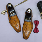 Men's Mesh Tassel Genuine Cowhide Leather Loafers