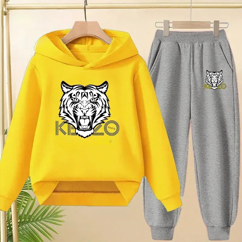 Kids' Tiger Print Hoodie Sweatshirt Pants Set