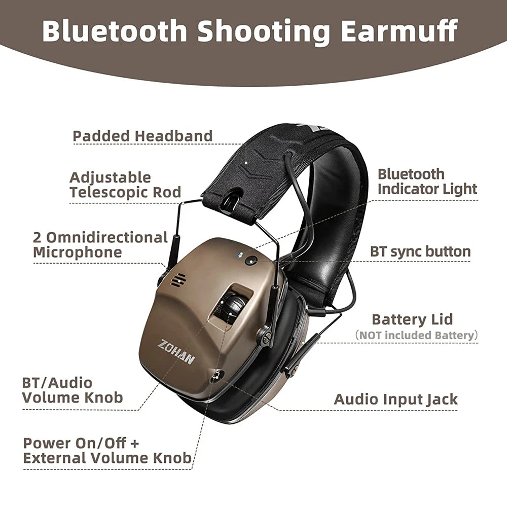 Bluetooth 5.0 Electronic Shooting Earmuffs and Hearing Protection Headset