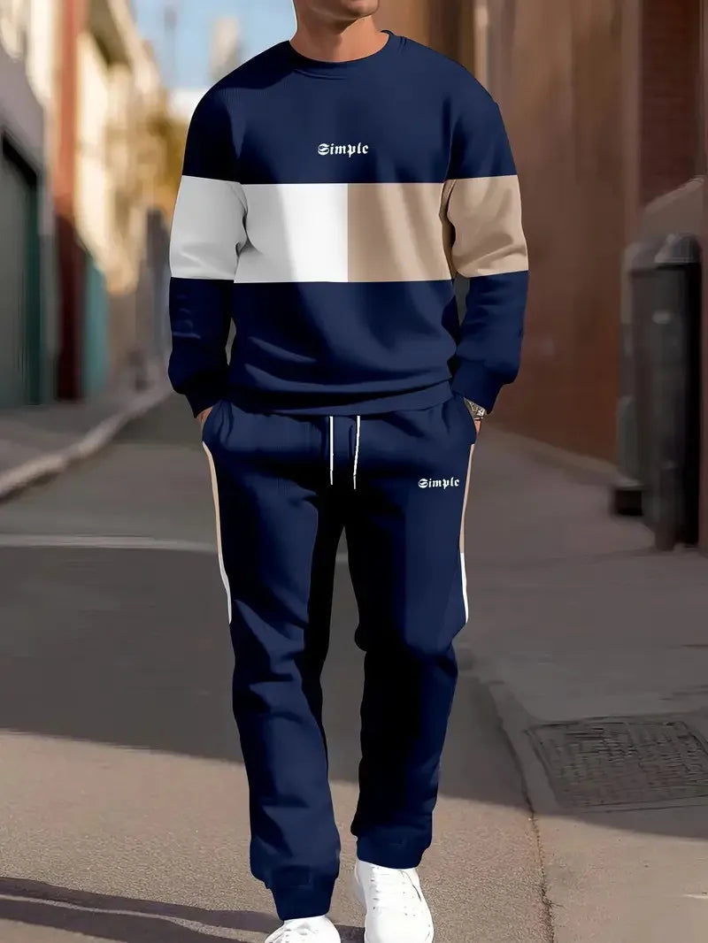 Men's Casual 3D Letter Print Sweatshirt and Pants Set