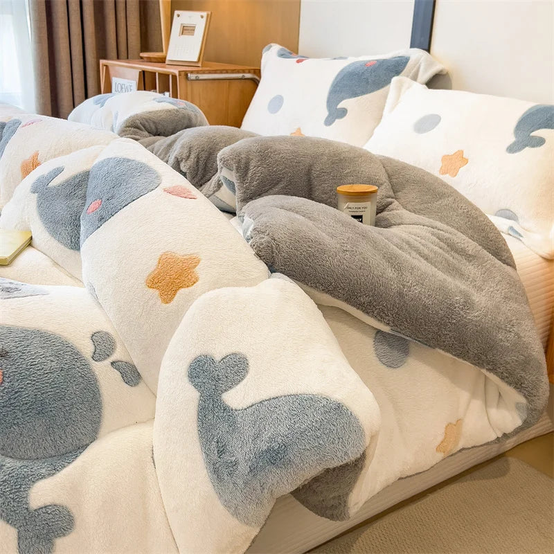 Thick Warm Lamb Fleece Blanket and Soft Milk Fleece Comforter