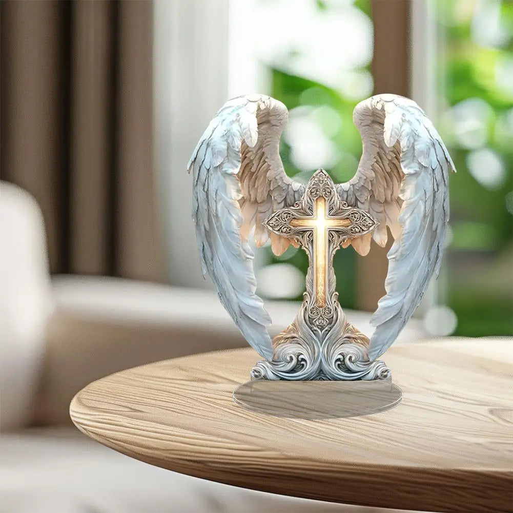 Flat Acrylic Angel Wings Plaque and Desktop Ornament