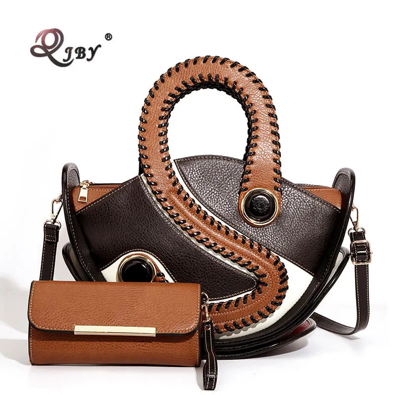 Women's Large Capacity Leather Top Handle Crossbody Bag