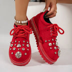 Women's Crystal Decoration Non-Slip Platform Casual Shoes