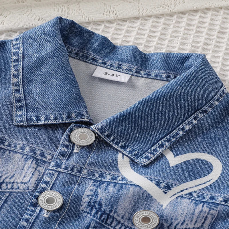 Girls' Denim Vest Top Pants Three-Piece Set TZ02125035