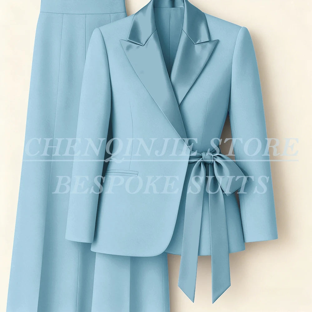 Women's Tailored Blazer Wide Leg Pants Suit