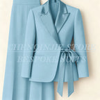 Women's Tailored Blazer Wide Leg Pants Suit