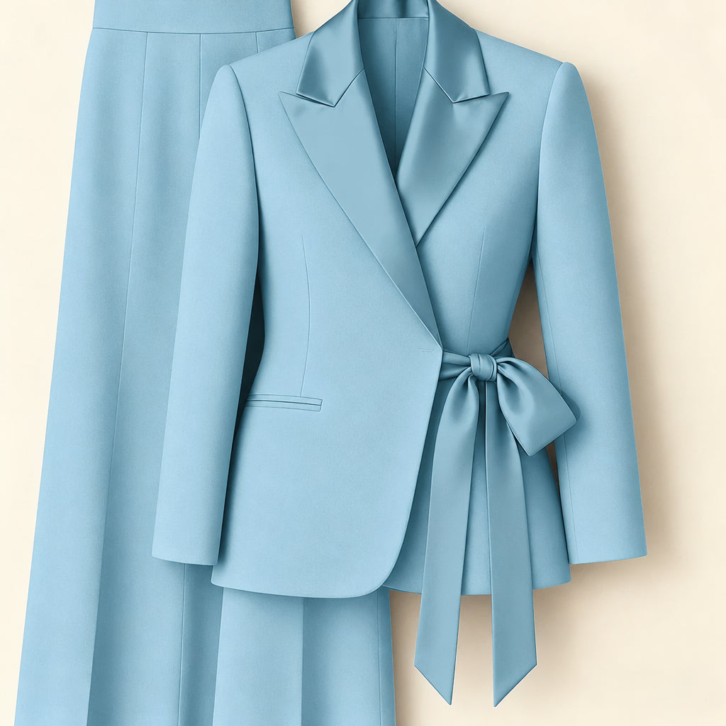 Women's Tailored Blazer Wide Leg Pants Suit