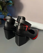 Women's Pointed Toe Chunky Heel Ankle Strap Pumps