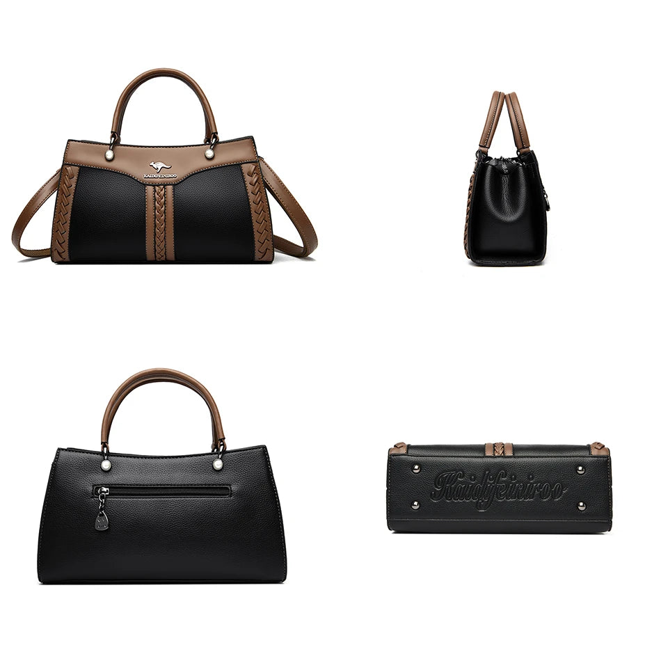 Women's Multi Layered Soft Leather Shoulder Crossbody Bag
