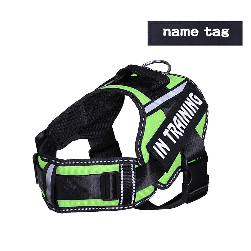Adjustable Nylon Dog Harness with Neck Guard and Reflective Breathable Mesh Vest