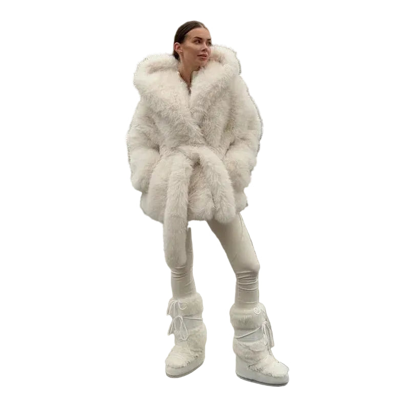 Women's Thick Warm Hooded Winter Plush Coat