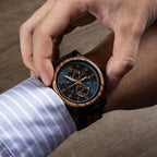 Men's Wooden Chronograph Watch with Luminous Hands and Gift Box