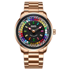 Men's Full Color Rotatable Dial Quartz Watch with Luminous Wheel