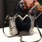 Women's Sequin Embroidered Patent Leather Shoulder Crossbody Bag