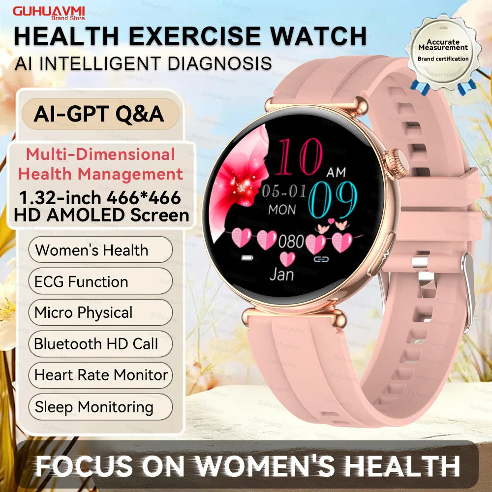 Women's 1.32 Inch AMOLED Screen Luxury Diamond Smartwatch