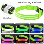 Rechargeable LED Dog Collar with Harness Connector and Leash Ring for Night Walks