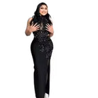 Women's 3D Flower Hollow-Out Backless Bandage Evening Dress 107Q26050602