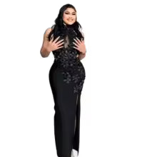 Women's 3D Flower Hollow-Out Backless Bandage Evening Dress 107Q26050602