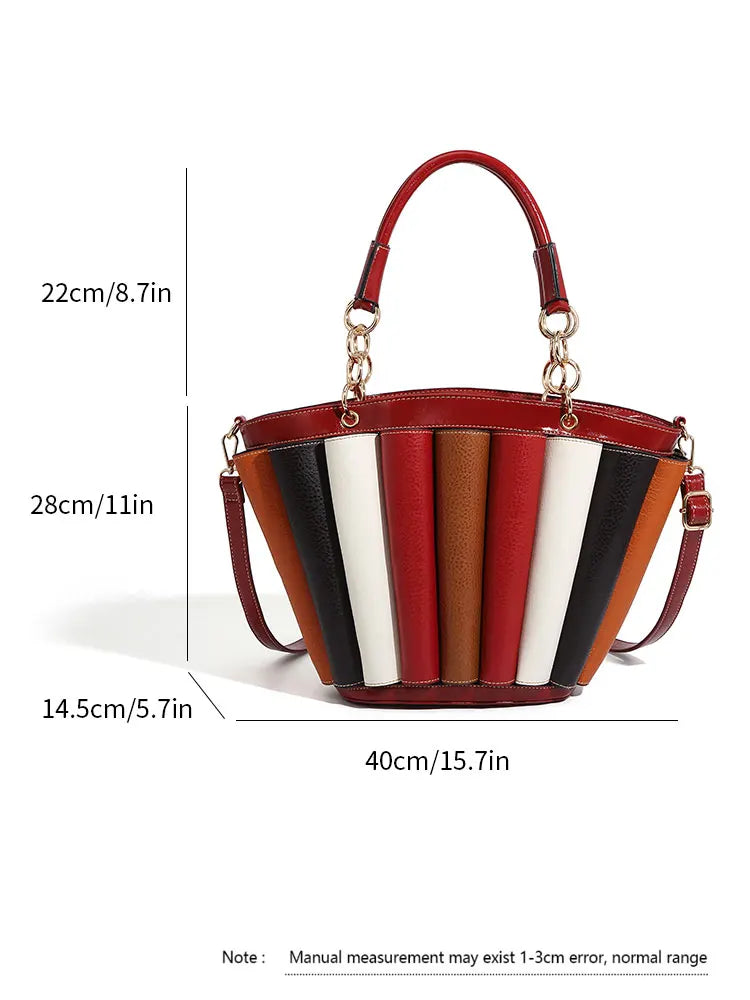 Women's Large Capacity Leather Top Handle Crossbody Bag