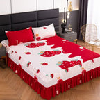 Lace Skirt Bed Sheet and Fitted Bedspread Set
