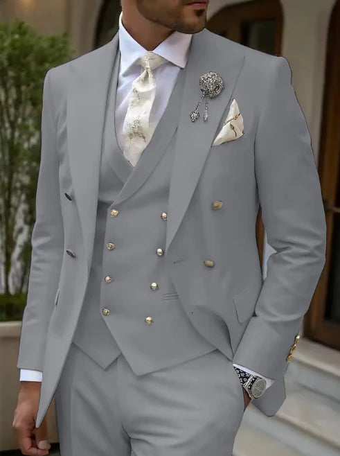 Men's Solid Color Lapel Short Sleeve Zipper Trouser Suit