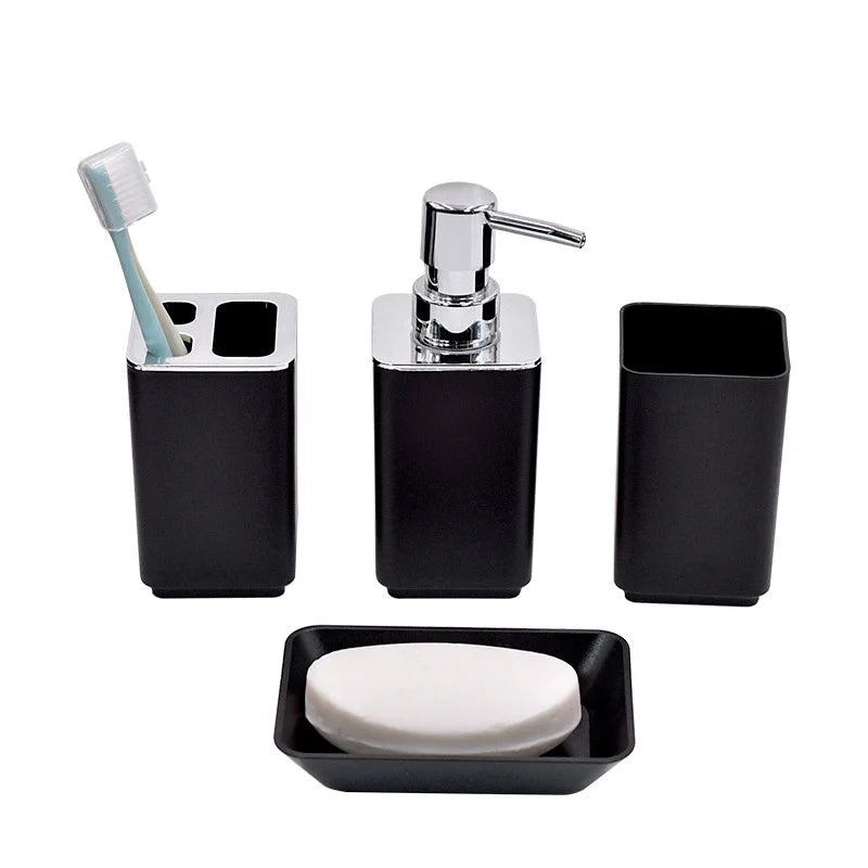 Bamboo Plastic Bathroom Accessory Set with Trash Can T234-8