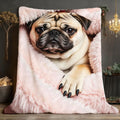 Pug Dog Flannel Blanket and Decorative Couch Throw