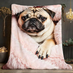 Pug Dog Flannel Blanket and Decorative Couch Throw