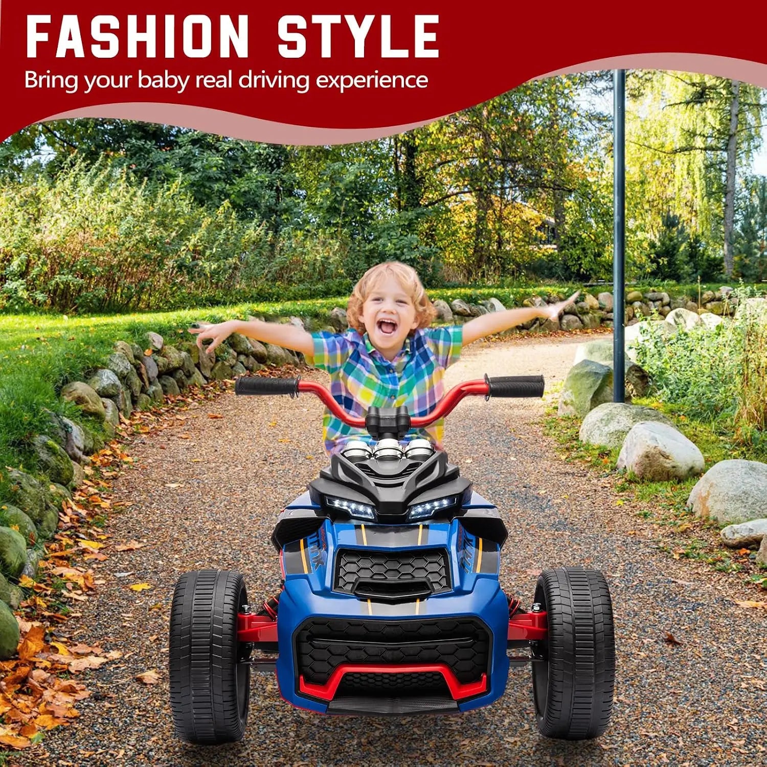 Kids 12V Battery Powered Electric Ride on ATV 3 Wheeler Toy Car