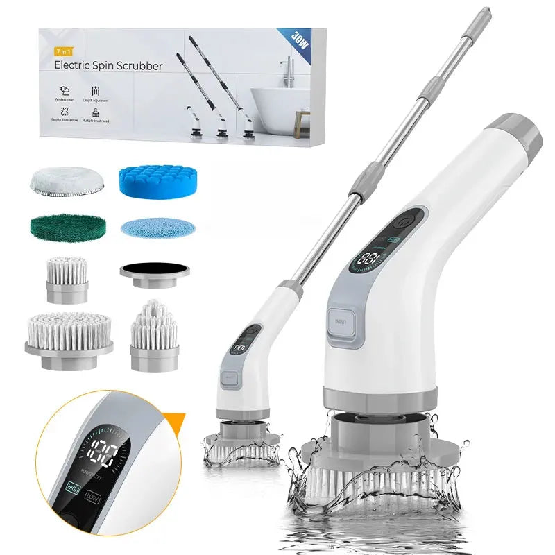 Cordless Electric Spin Scrubber with Extension Handle A11