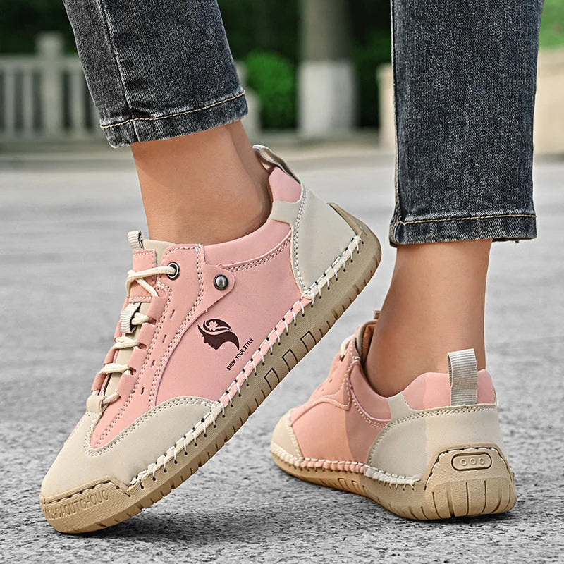 Women's Handmade Leather Casual Shoes British Style Retro Sneakers