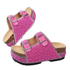 Women's Pearl Rhinestone Wedge Platform Sandals and Slides
