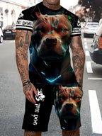 Men's Casual Graffiti Print T-Shirt and Shorts Two Piece Set