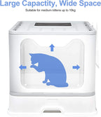 Foldable Hooded Cat Litter Box and Drawer Toilet Pan
