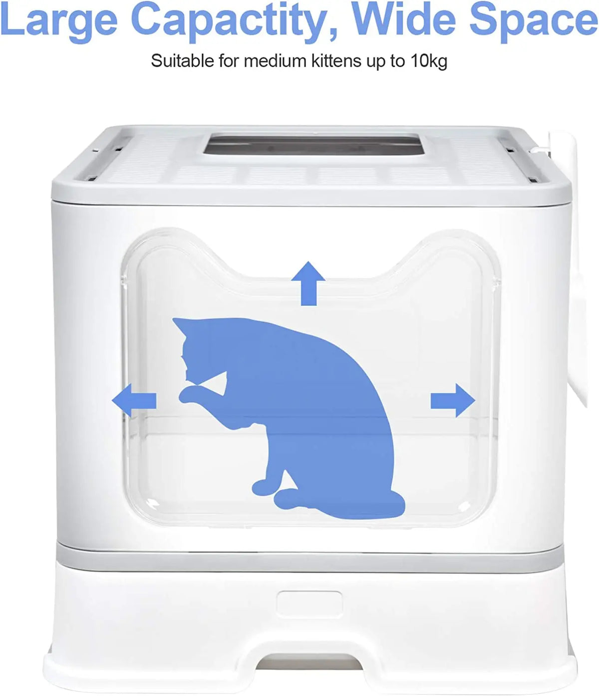 Foldable Hooded Cat Litter Box and Drawer Toilet Pan
