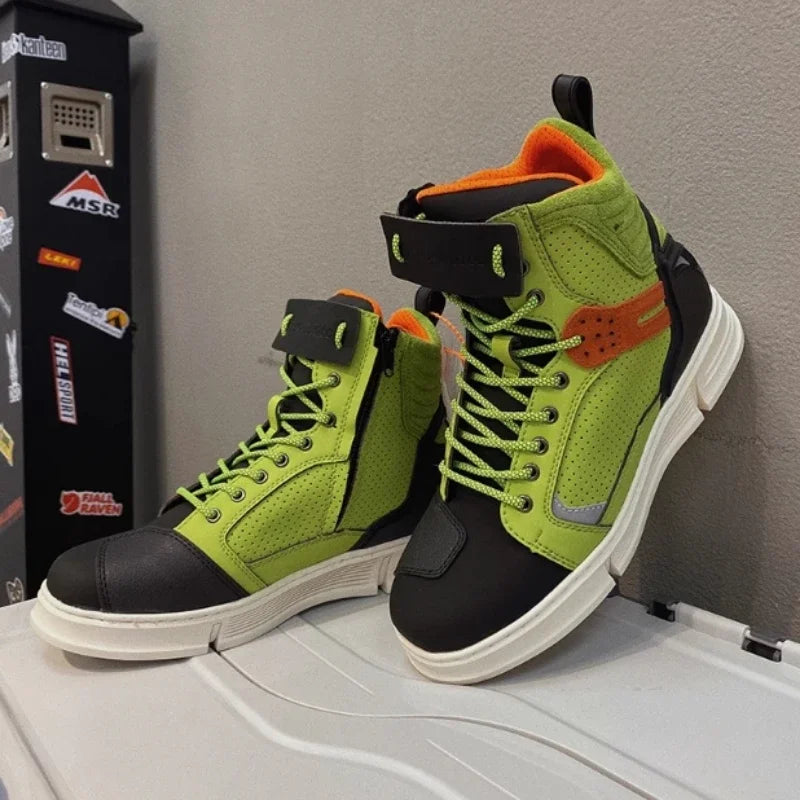 Men's Fashion Leather Breathable Anti-Slip Motorcycle Ankle Boots 8586-5