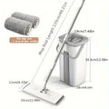 Wet and Dry Mop Set, Flat Mop with Built-in Scraper and Bucket, Suitable for Kitchen, Bathroom, Bedroom, and Living Room Floors