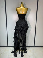 Women's Fashion Strapless Ruffle Bandage Mini Party Dress