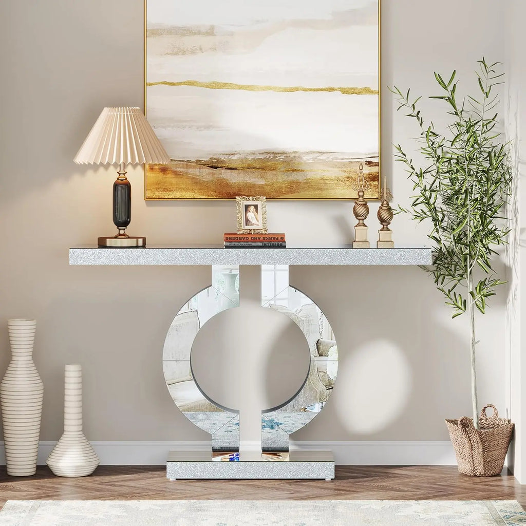 Modern Mirrored Console Table for Entryway and Living Room