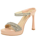 Women's Open Toe Stiletto Sandals Rhinestone 4.5-Inch Heels