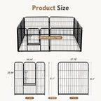 32 Inch Metal Dog Playpen 8-Panel Foldable Pet Fence with Door for Indoor Outdoor Use